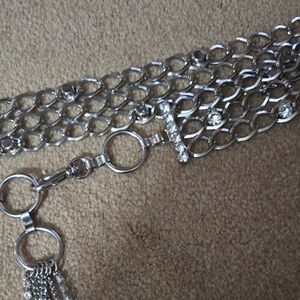 White House Black Market Silver Chain Belt